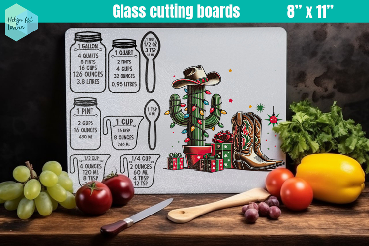 Christmas Kitchen conversion chart, Glass Cutting Boards