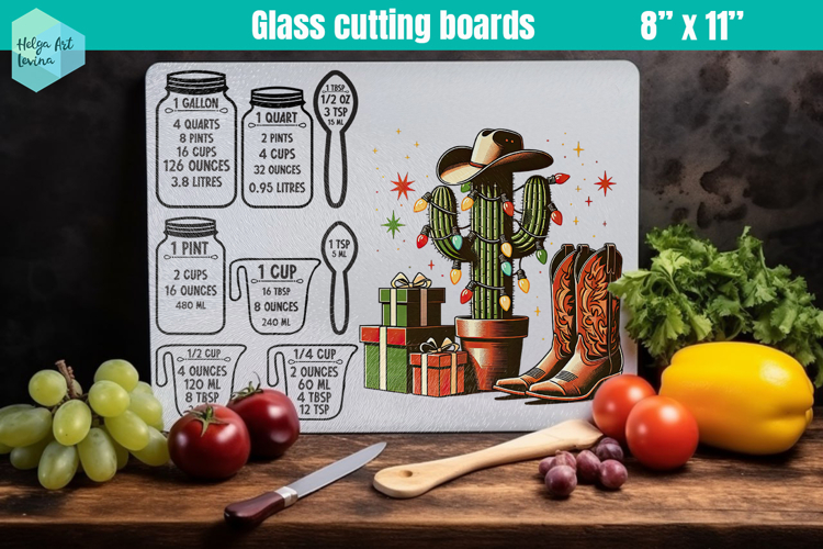 Christmas Kitchen conversion chart, Glass Cutting Boards
