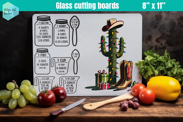 Christmas Kitchen conversion chart, Glass Cutting Boards