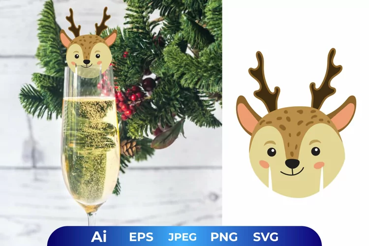 Cute Smiling Deer Head Glass Decoration