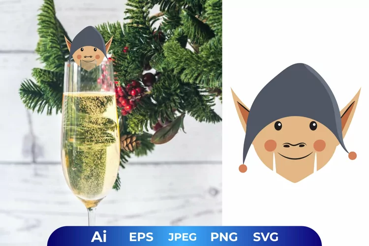 Cute Smiling Elf Head Glass Decoration