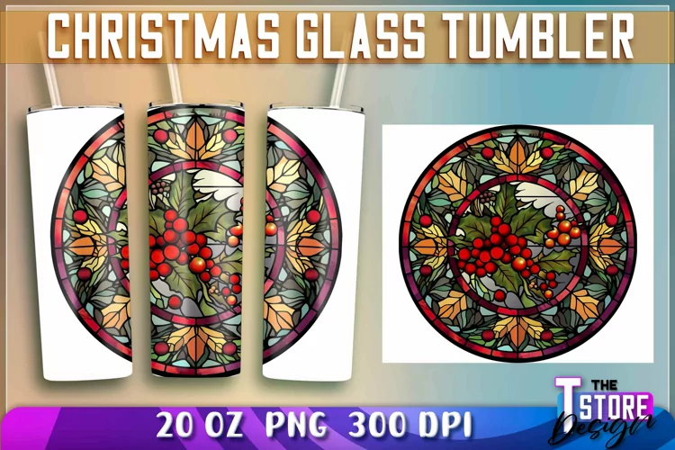 Christmas Glass Tumblers Wrap 20 oz. | Christmas PNG File