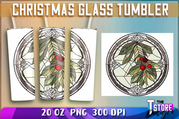Christmas Glass Tumblers Wrap 20 oz. | Christmas PNG File