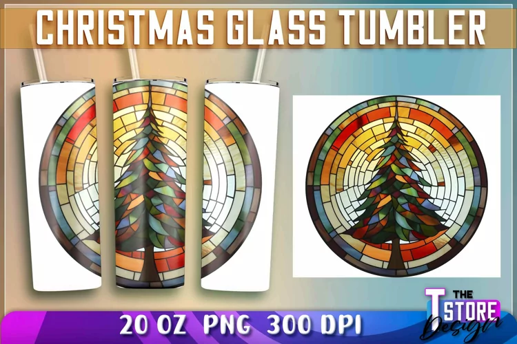 Christmas Glass Tumblers Wrap 20 oz. | Christmas PNG File