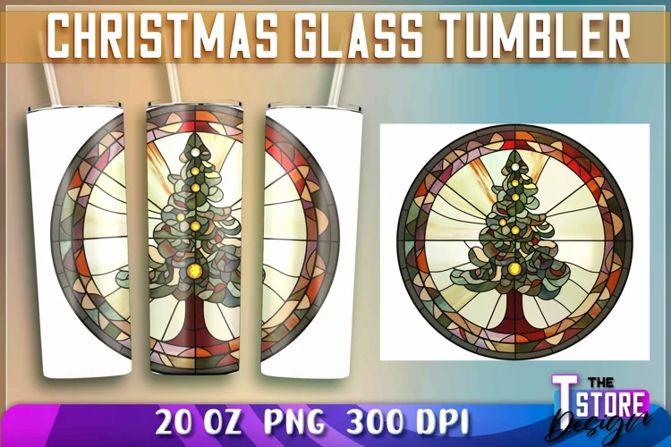 Christmas Glass Tumblers Wrap 20 oz. | Christmas PNG File