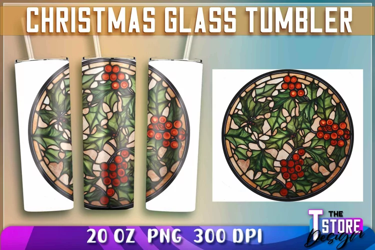 Christmas Glass Tumblers Wrap 20 oz. | Christmas PNG File