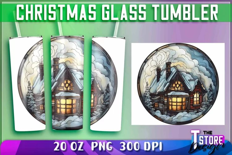 Christmas Glass Tumblers Wrap 20 oz. | Christmas PNG File