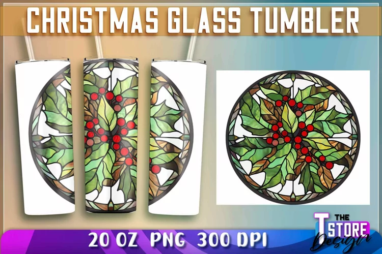Christmas Glass Tumblers Wrap 20 oz. | Christmas PNG File