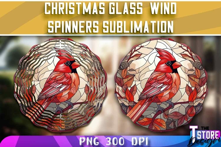 Christmas Glass Wind Spinners Sublimation | PNG Design example image 1