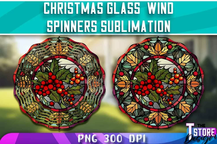 Christmas Glass Wind Spinners Sublimation | PNG Design