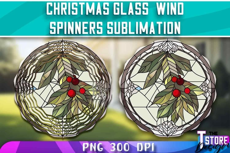 Christmas Glass Wind Spinners Sublimation | PNG Design example image 1