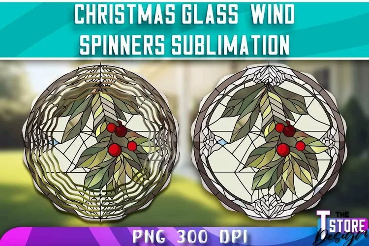 Christmas Glass Wind Spinners Sublimation | PNG Design