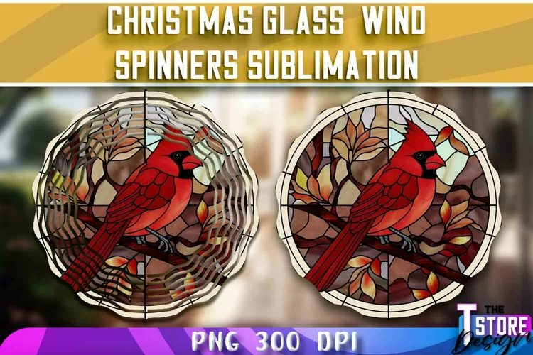 Christmas Glass Wind Spinners Sublimation | PNG Design