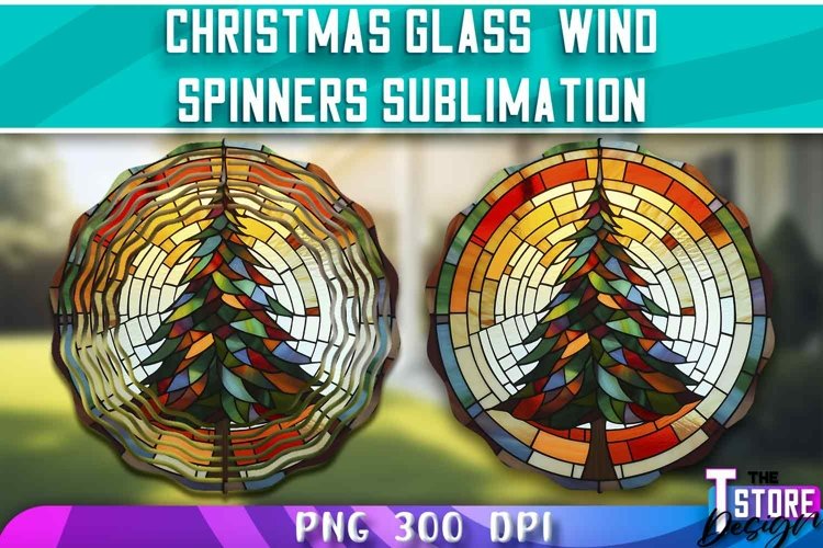 Christmas Glass Wind Spinners Sublimation | PNG Design example image 1