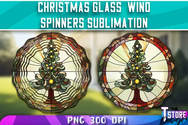 Christmas Glass Wind Spinners Sublimation | PNG Design