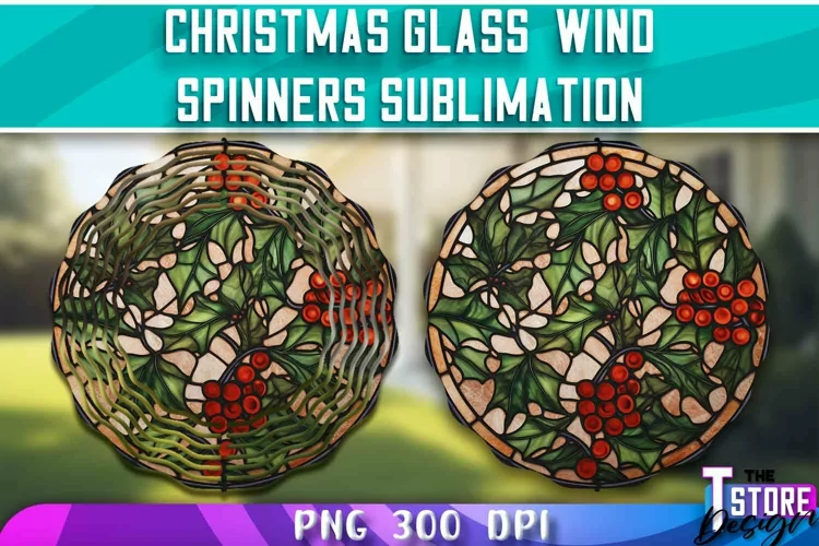 Christmas Glass Wind Spinners Sublimation | PNG Design