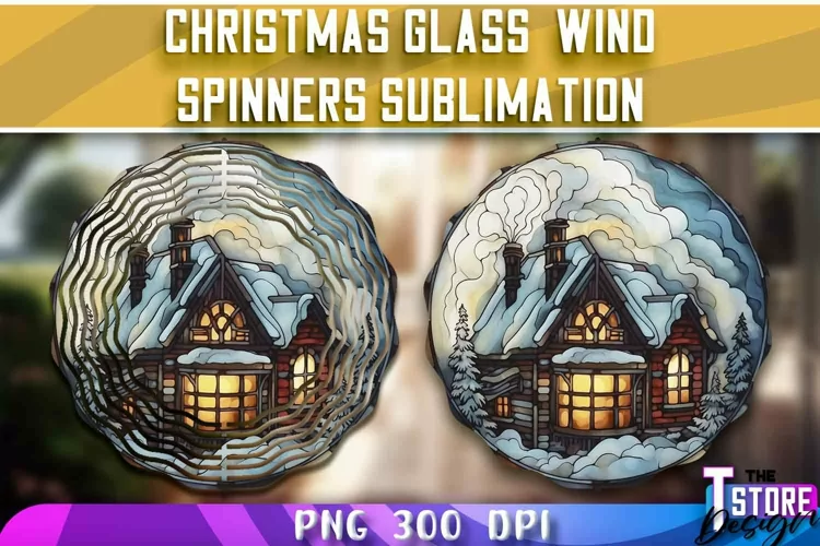 Christmas Glass Wind Spinners Sublimation | PNG Design