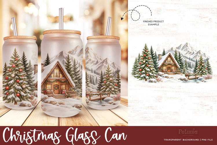 Christmas Sublimation Glass Wrap | 16oz Glass Can Wrap