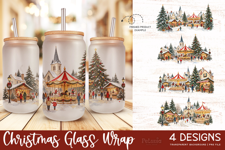 Christmas Sublimation Glass Wrap | 16oz Glass Can Wrap