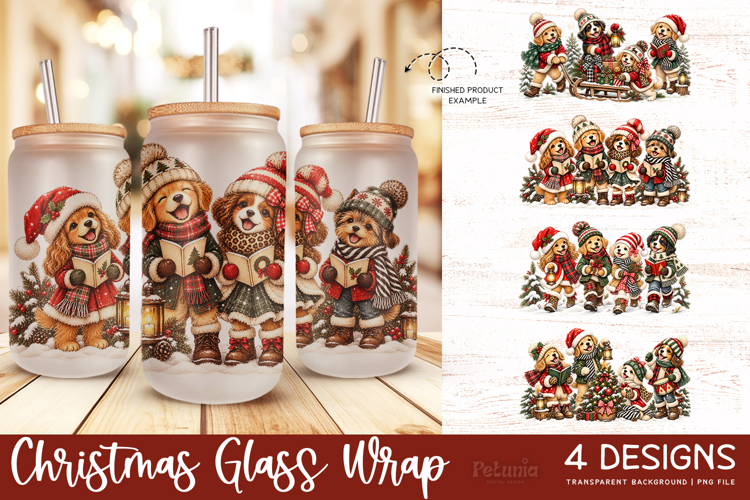 Christmas Sublimation Glass Wrap | 16oz Glass Can Wrap
