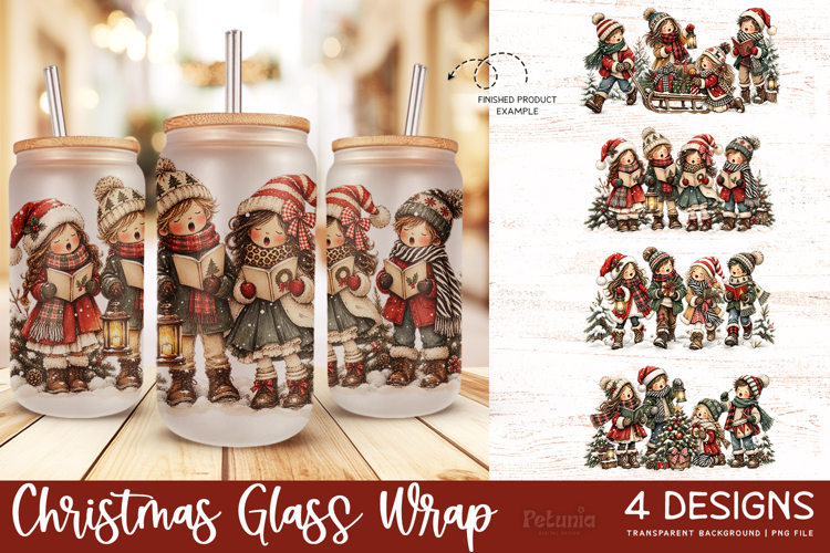 Christmas Sublimation Glass Wrap | 16oz Glass Can Wrap
