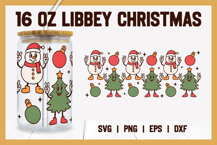 Christmas Glass Wrap SVG - Libbey Glass Wrap SVG | 16oz Cup