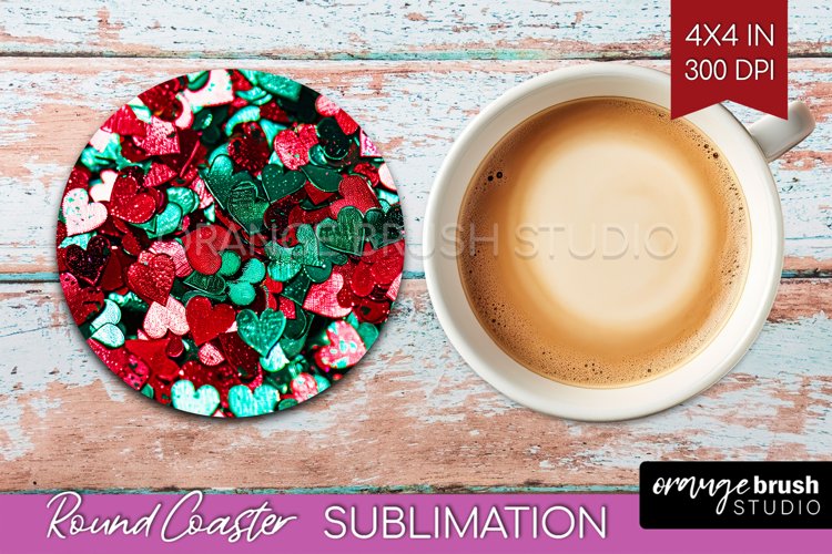 Glitter Christmas Round Coaster - Faux Seqiun Sublimation