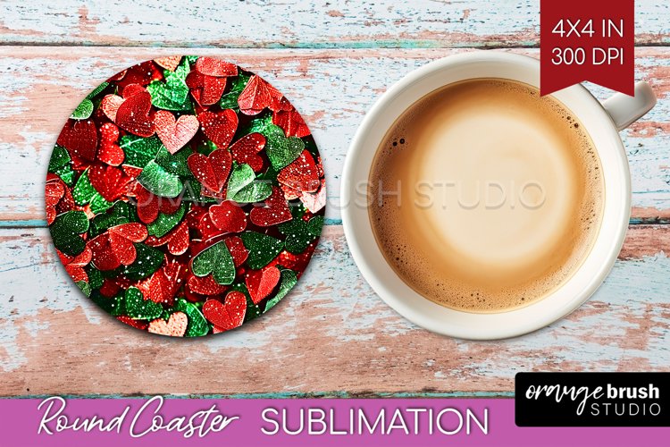 Glitter Christmas Round Coaster - Faux Seqiun Sublimation