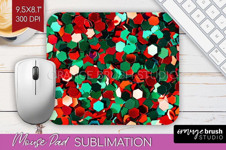 Glitter Christmas Mouse Pad Sublimation - Faux Seqiun PNG