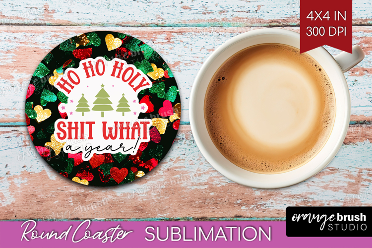 Funny Christmas Quote Round Coaster - Xmas Glitter Coaster