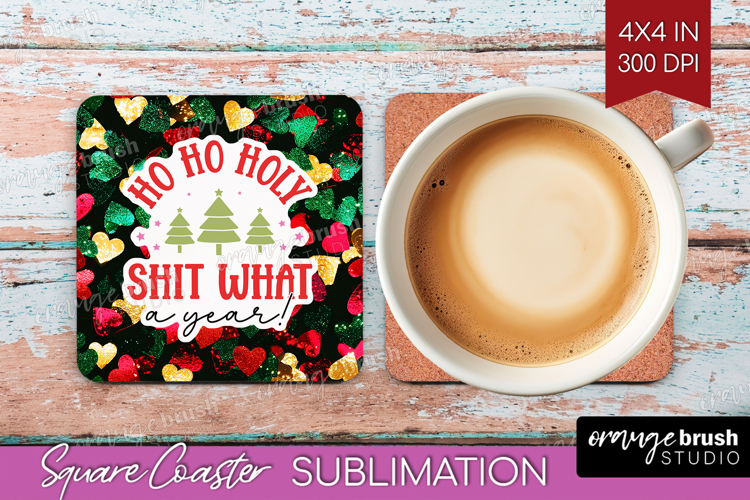 Funny Christmas Quote Square Coaster - Xmas Glitter Coaster