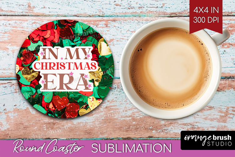 Funny Christmas Quote Round Coaster - Xmas Glitter Coaster