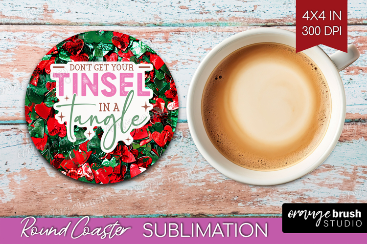 Funny Christmas Quote Round Coaster - Xmas Glitter Coaster