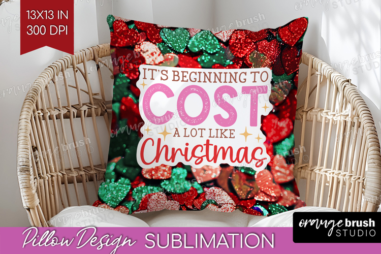Funny Christmas Quote Pillow Sublimation - Xmas Glitter PNG