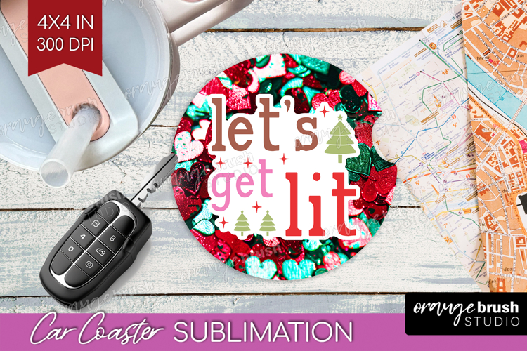 Funny Christmas Quote Car Coaster - Xmas Glitter Coaster PNG