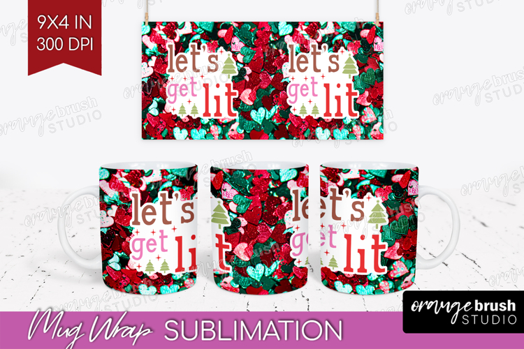 Funny Christmas Quote Mug Wrap - Xmas Glitter Mug PNG