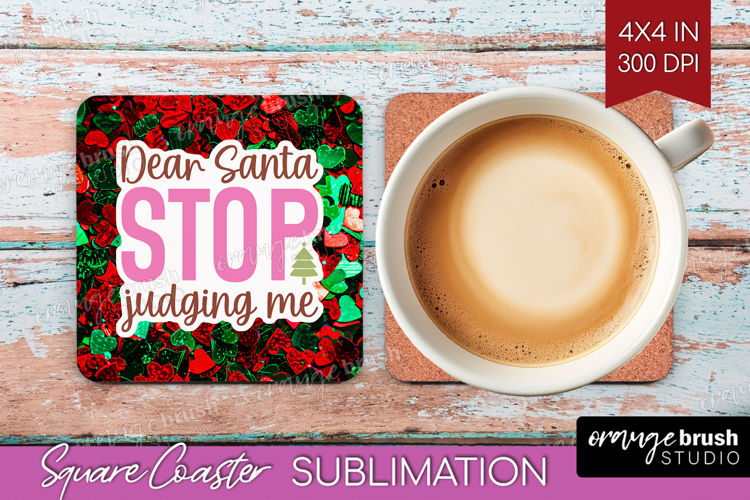 Funny Christmas Quote Square Coaster - Xmas Glitter Coaster