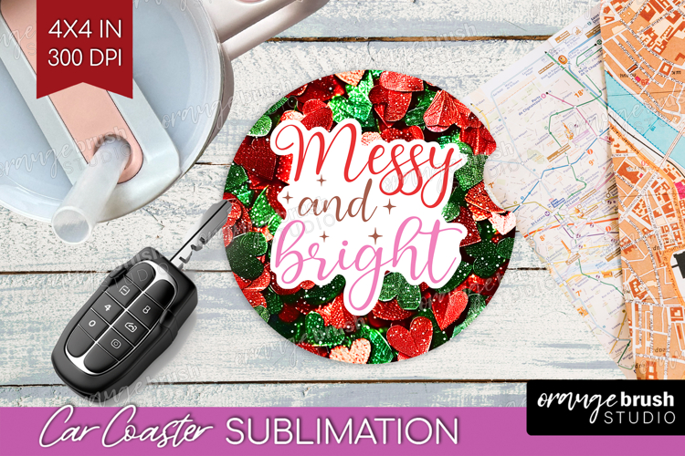 Funny Christmas Quote Car Coaster - Xmas Glitter Coaster PNG