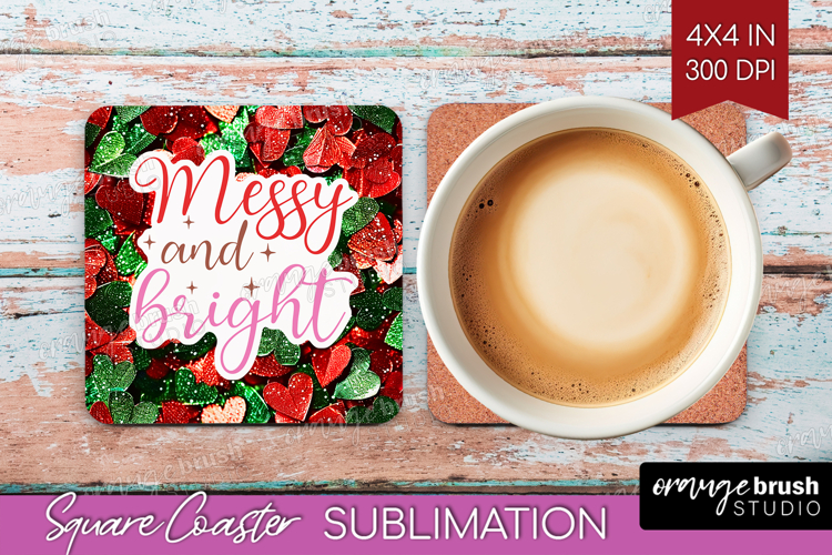 Funny Christmas Quote Square Coaster - Xmas Glitter Coaster