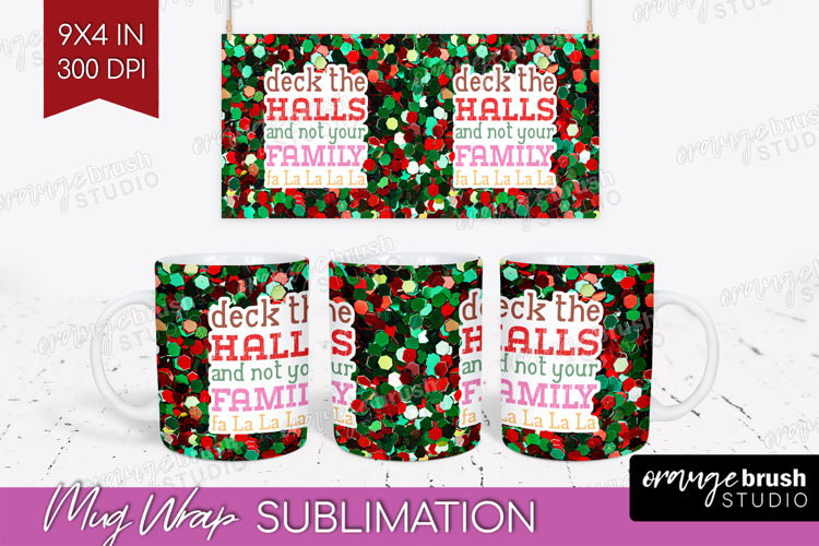 Funny Christmas Quote Mug Wrap - Xmas Glitter Mug PNG