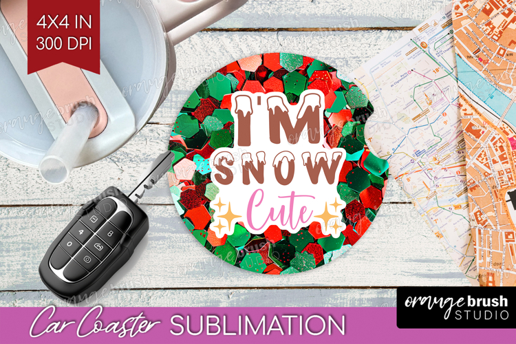 Funny Christmas Quote Car Coaster - Xmas Glitter Coaster PNG