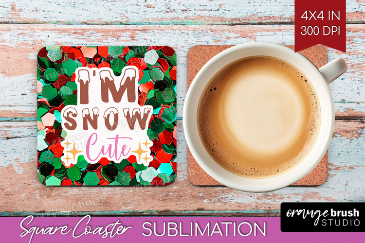 Funny Christmas Quote Square Coaster - Xmas Glitter Coaster