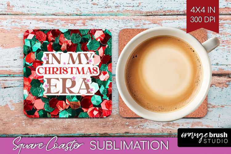 Funny Christmas Quote Square Coaster - Xmas Glitter Coaster