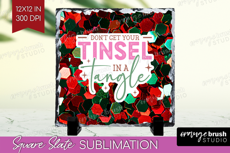 Funny Christmas Quote Slate PNG - Xmas Glitter Square Slate