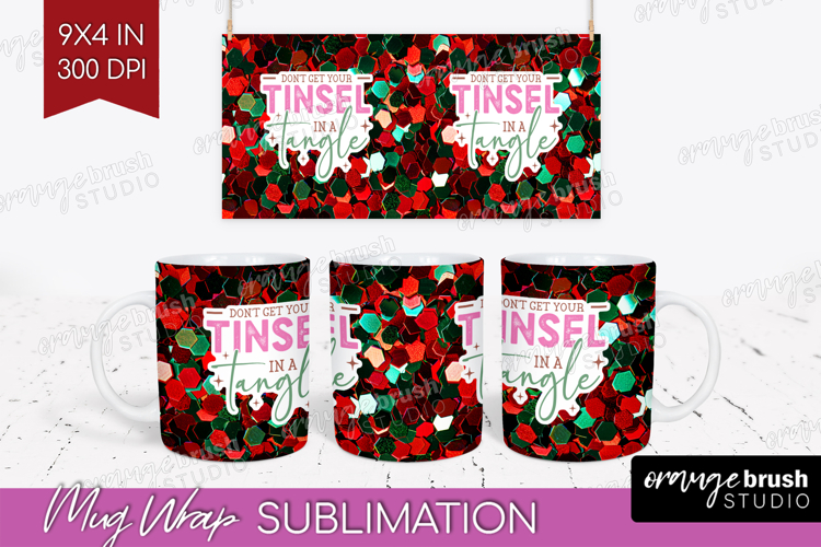 Funny Christmas Quote Mug Wrap - Xmas Glitter Mug PNG
