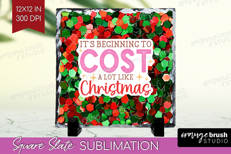 Funny Christmas Quote Slate PNG - Xmas Glitter Square Slate