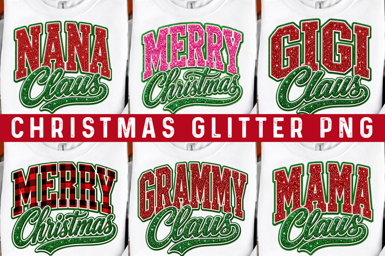 Glitter Christmas PNG Sublimation, Merry Christmas Png