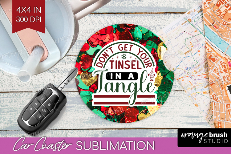 Funny Christmas Quote Car Coaster - Xmas Glitter Coaster PNG