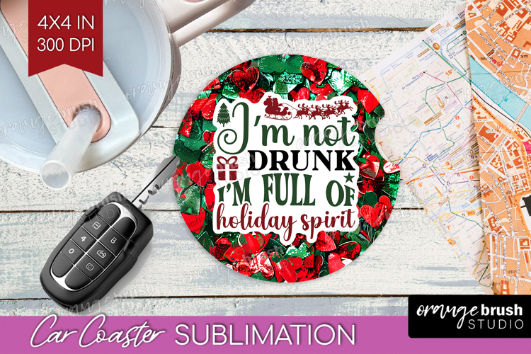 Funny Christmas Quote Car Coaster - Xmas Glitter Coaster PNG