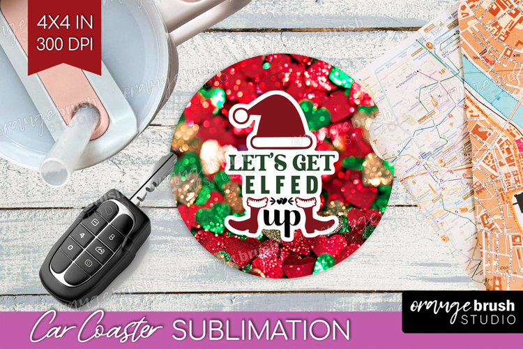 Funny Christmas Quote Car Coaster - Xmas Glitter Coaster PNG